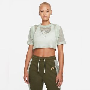 Nike Green and White Mesh Net Cropped Crop Top Shirt Jersey Size Medium